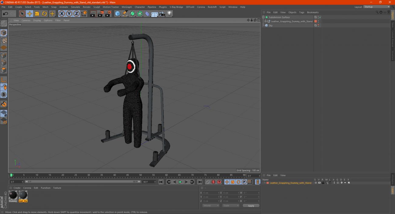 Leather Grappling Dummy with Stand 3D model