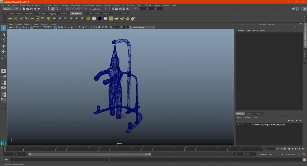 Leather Grappling Dummy with Stand 3D model