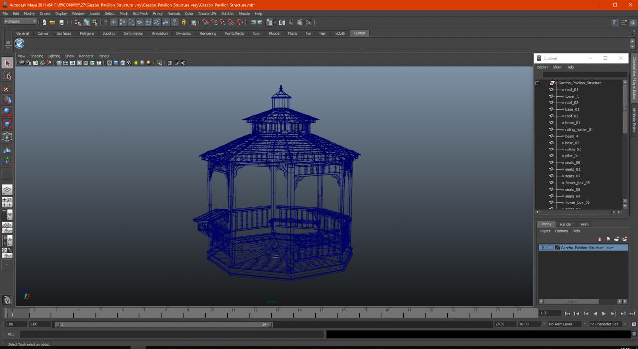 3D model Gazebo Pavilion Structure