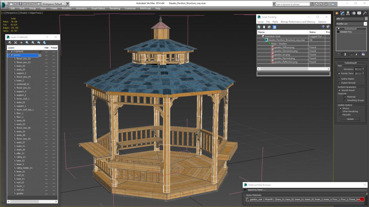 3D model Gazebo Pavilion Structure