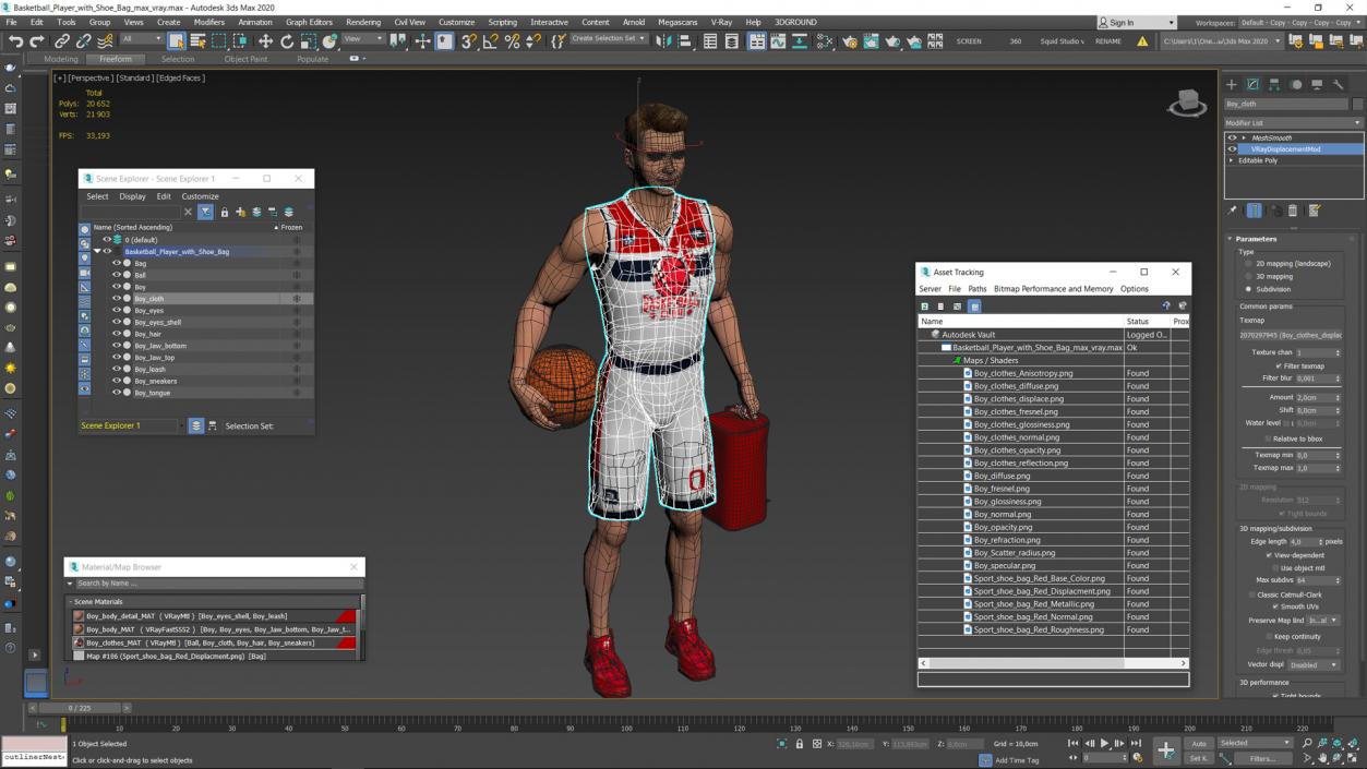 3D Basketball Player with Shoe Bag