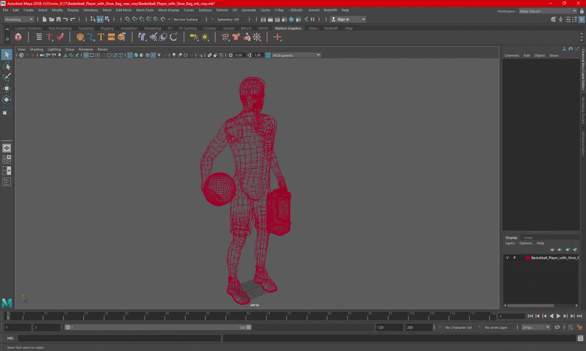 3D Basketball Player with Shoe Bag