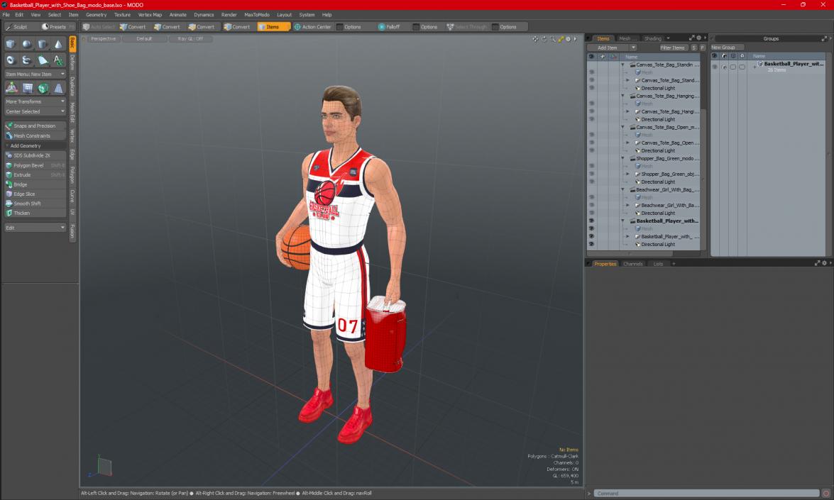 3D Basketball Player with Shoe Bag