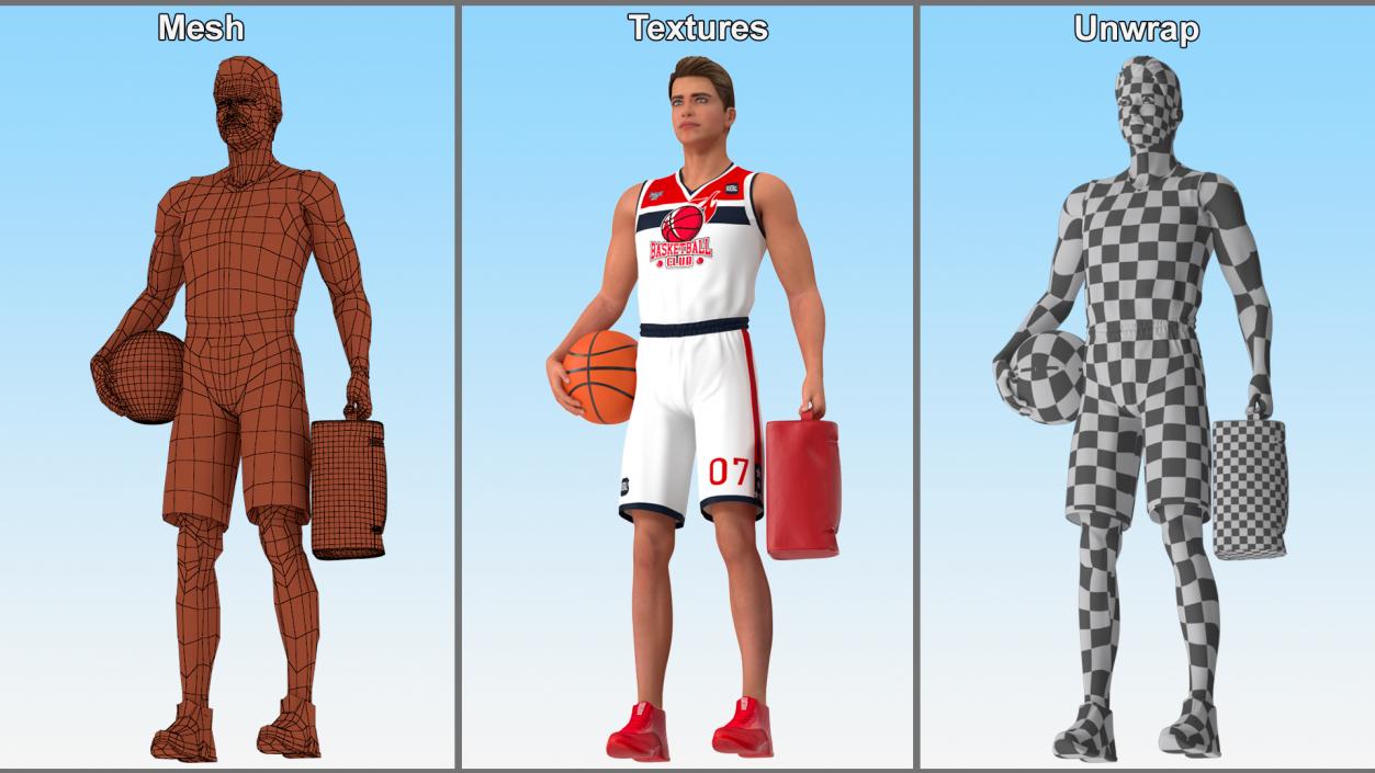 3D Basketball Player with Shoe Bag