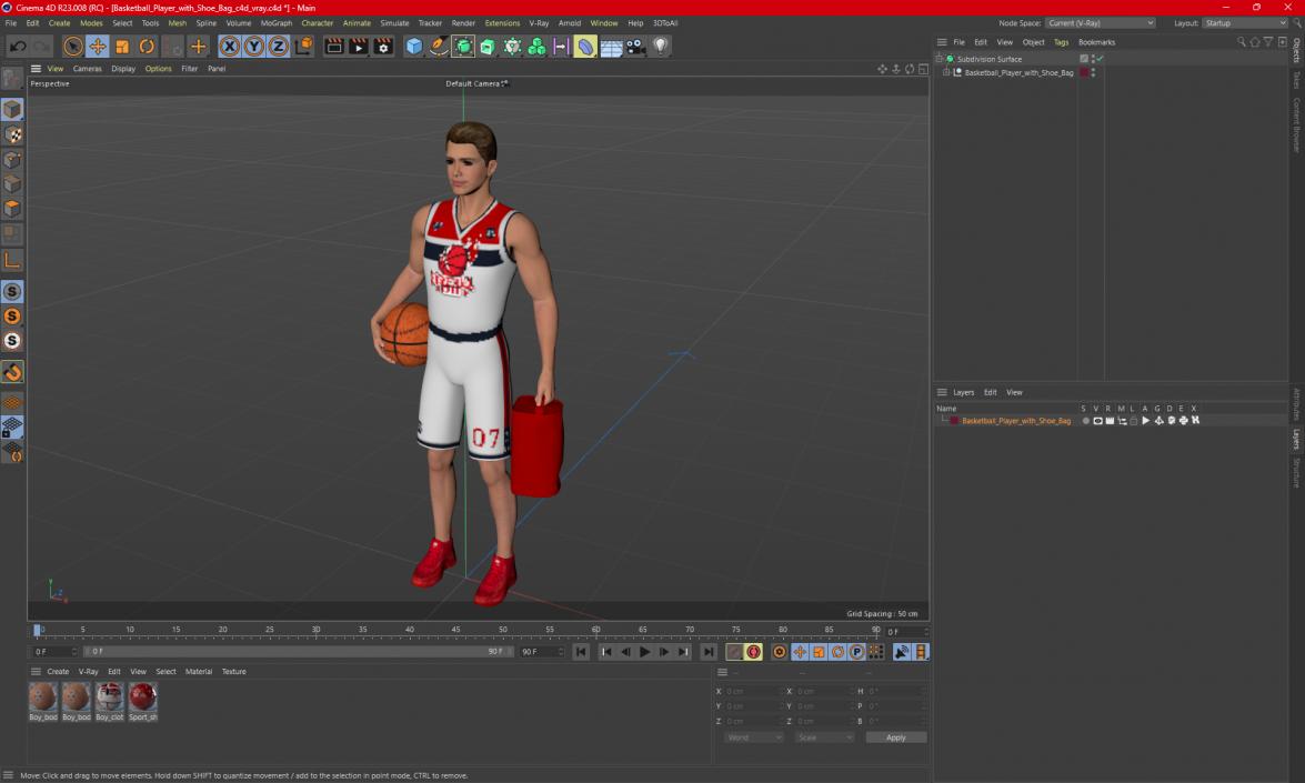 3D Basketball Player with Shoe Bag