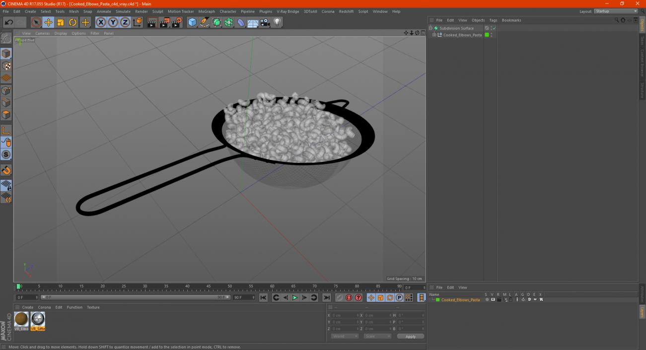 Cooked Elbows Pasta 3D model