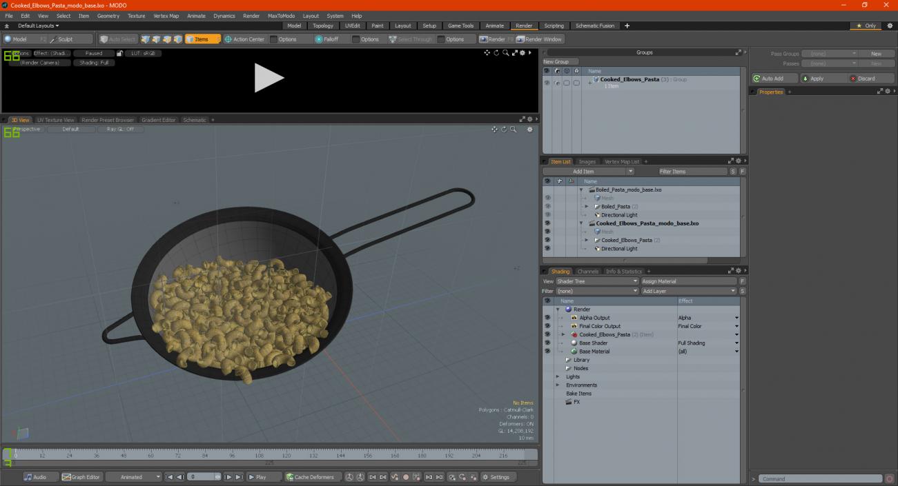 Cooked Elbows Pasta 3D model