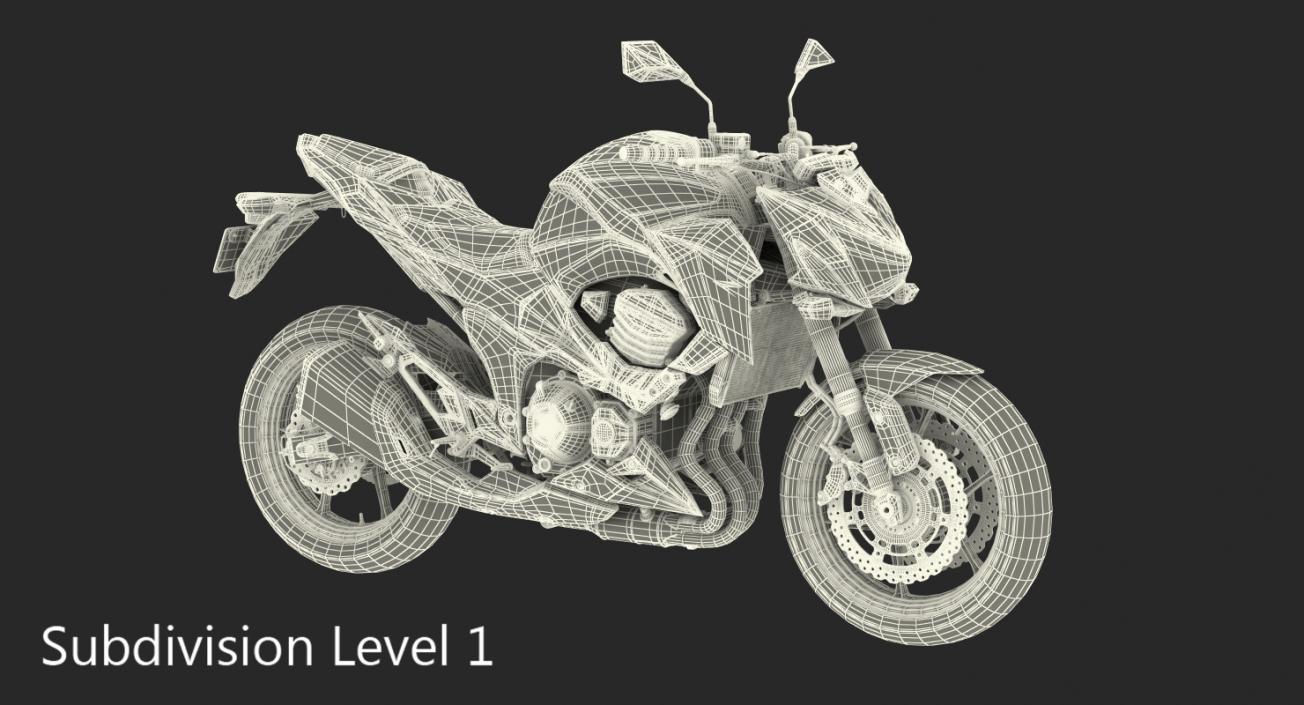 3D model Motorcycle Kawasaki Z800 Red Rigged