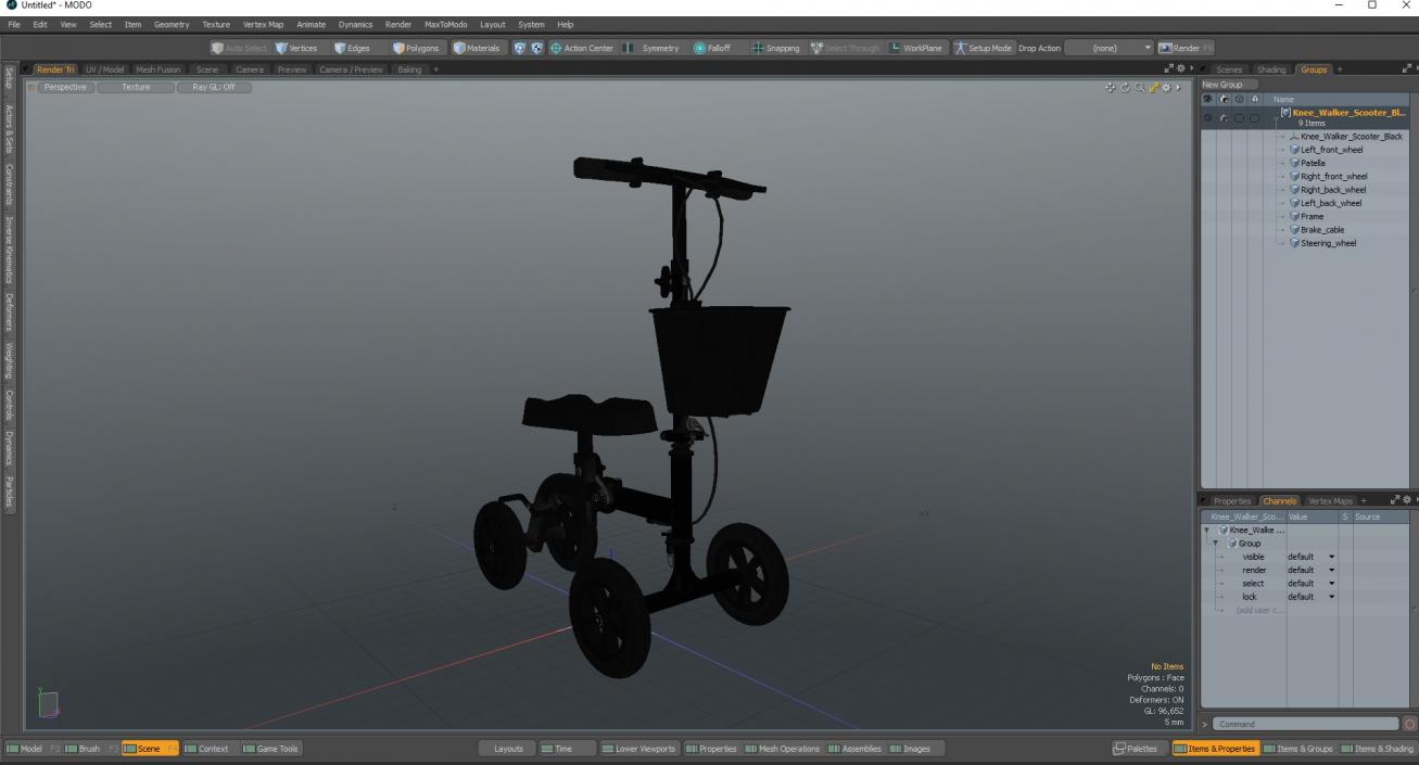 3D model Knee Walker Scooter Black