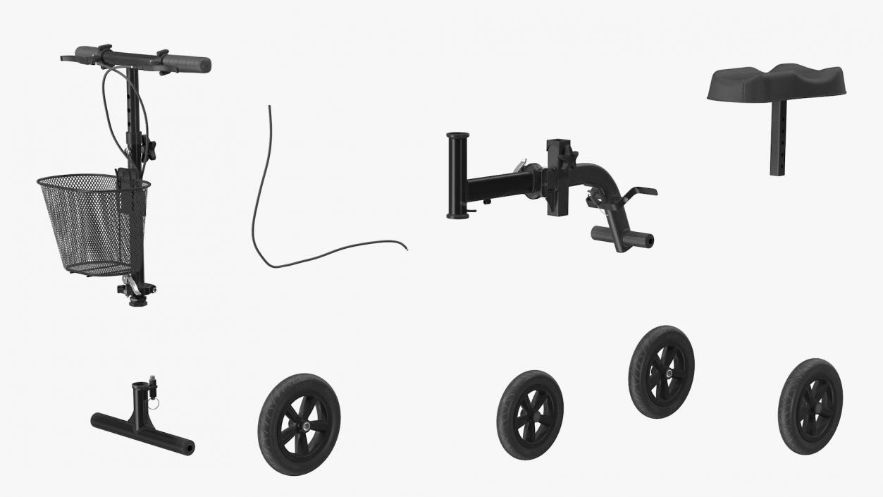 3D model Knee Walker Scooter Black