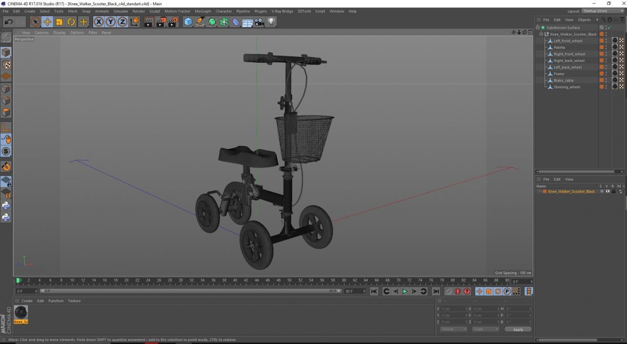 3D model Knee Walker Scooter Black