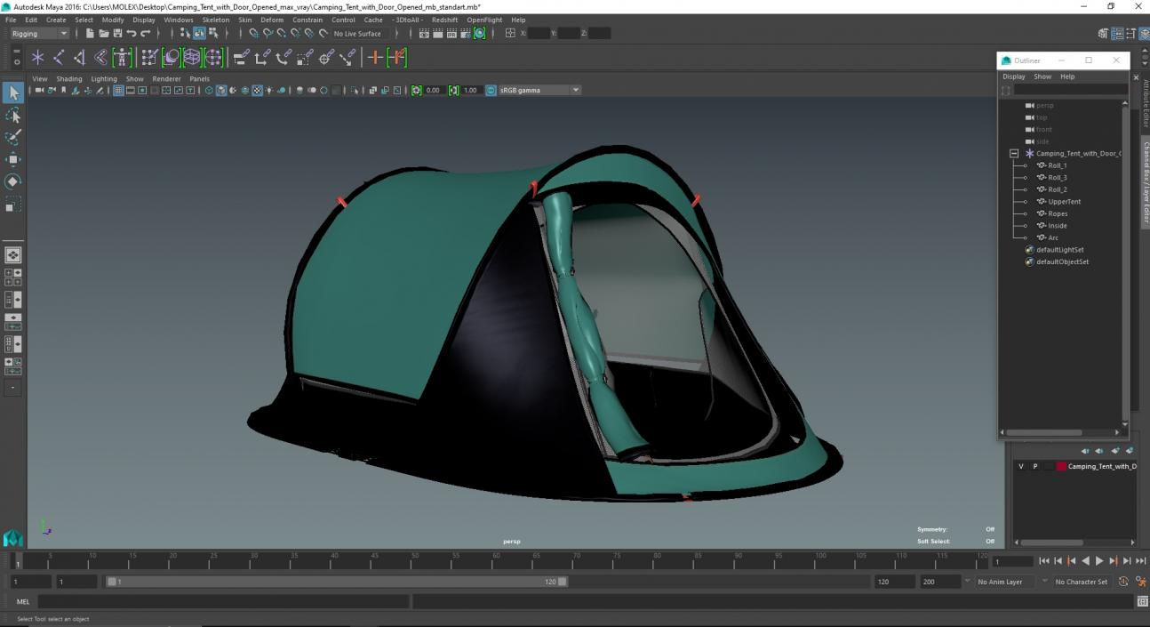 Camping Tent with Door Opened 3D model