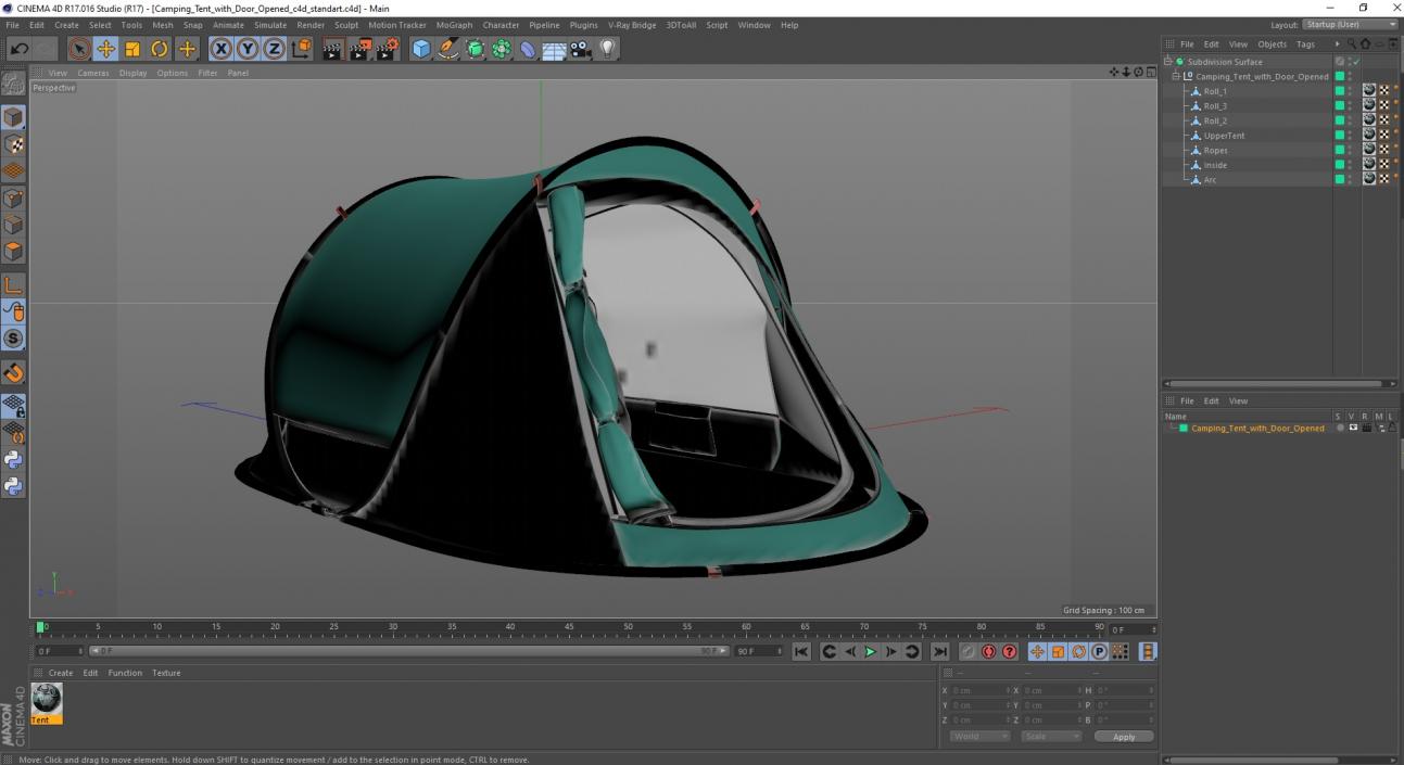 Camping Tent with Door Opened 3D model