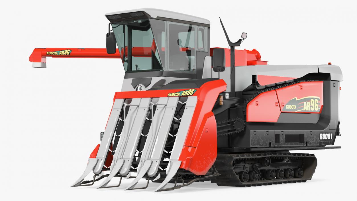 3D Kubota AR96 Rice Combine Harvester Rigged