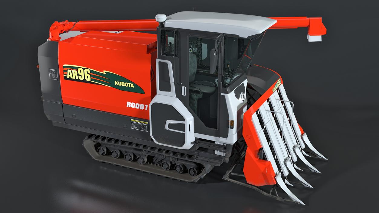 3D Kubota AR96 Rice Combine Harvester Rigged