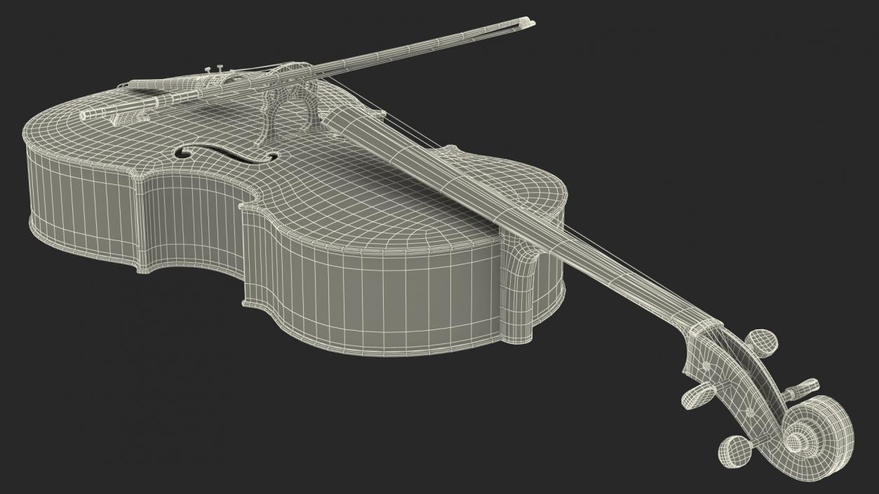 3D model Cello Instrument with Bow