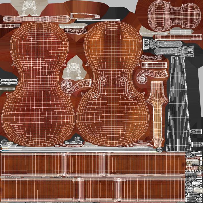 3D model Cello Instrument with Bow