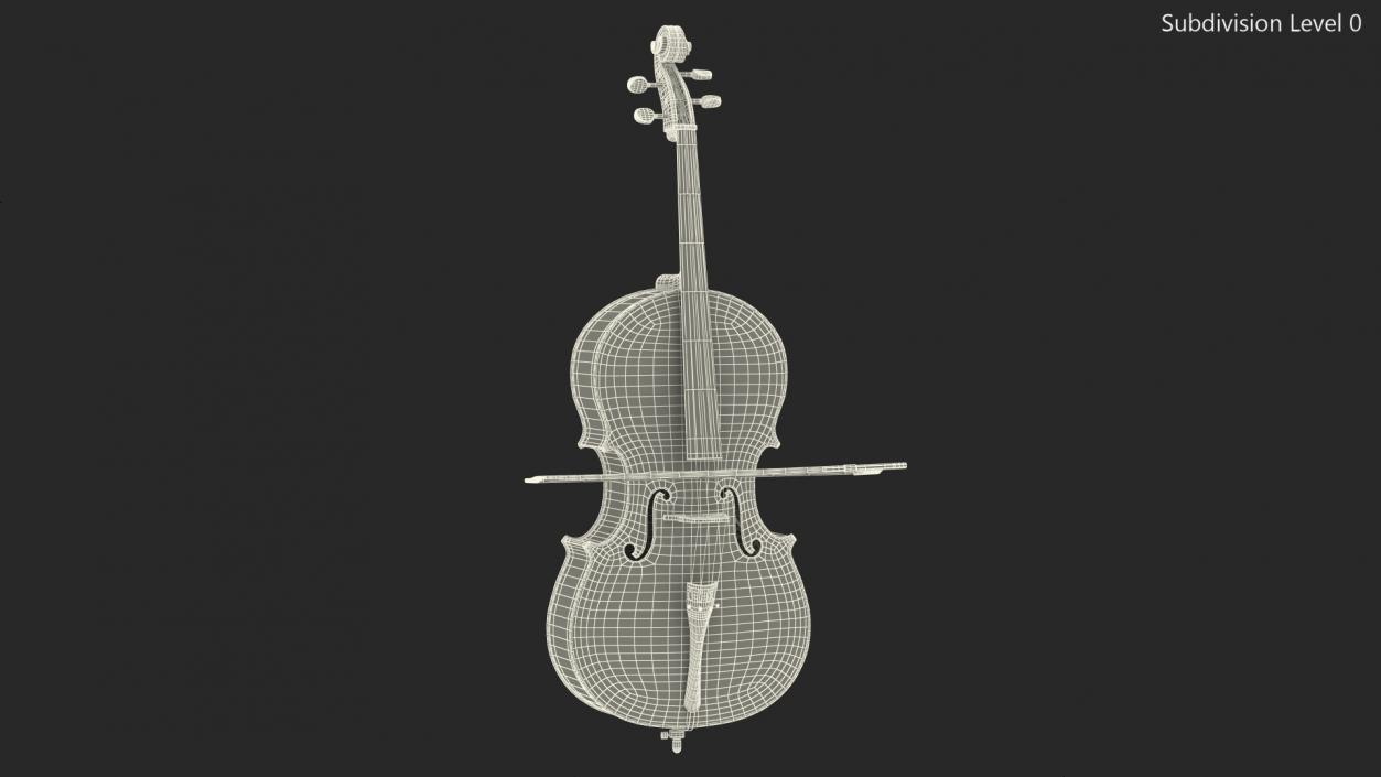 3D model Cello Instrument with Bow