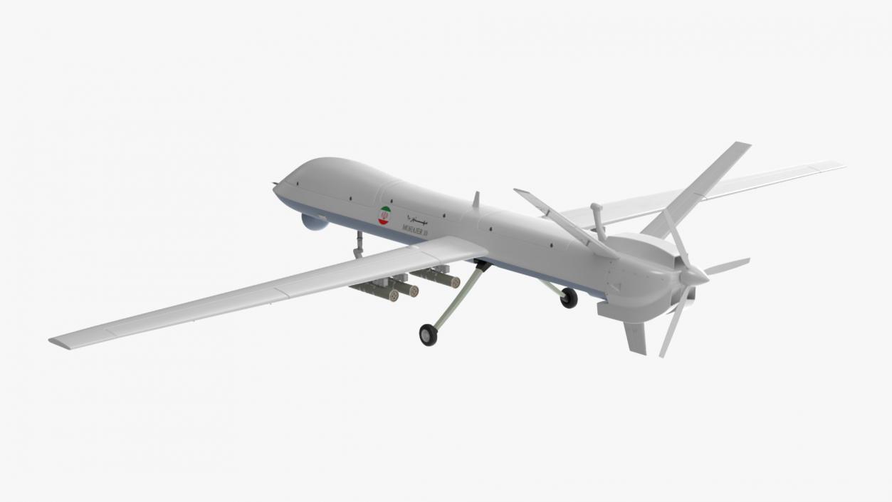 3D Iranian Dron Qods Mohajer 10 Blue model