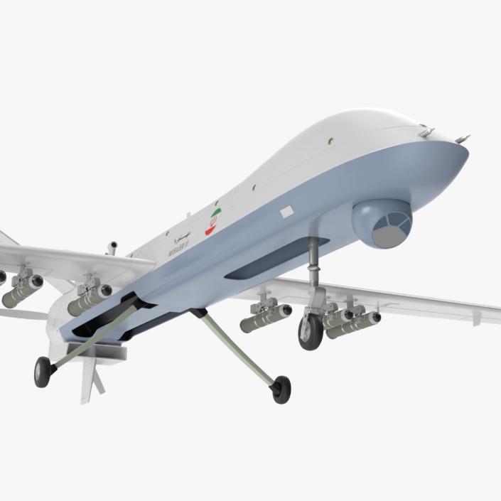 3D Iranian Dron Qods Mohajer 10 Blue model