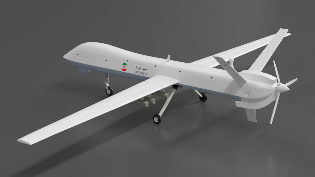 3D Iranian Dron Qods Mohajer 10 Blue model