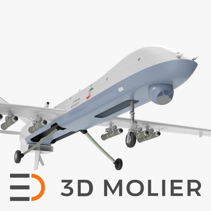 3D Iranian Dron Qods Mohajer 10 Blue model