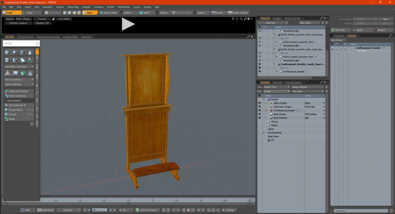 3D model Confessional Kneeler