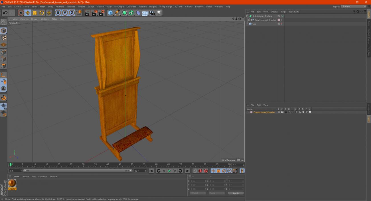 3D model Confessional Kneeler