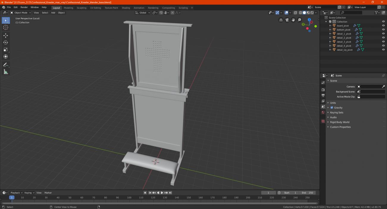 3D model Confessional Kneeler