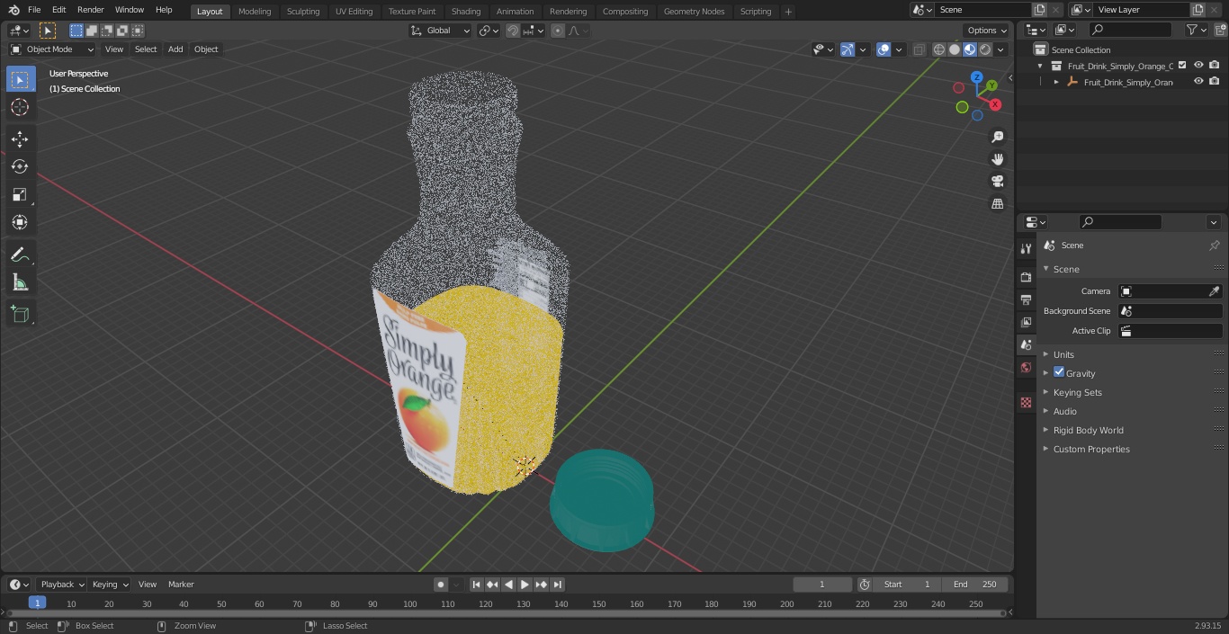 3D model Fruit Drink Simply Orange Open