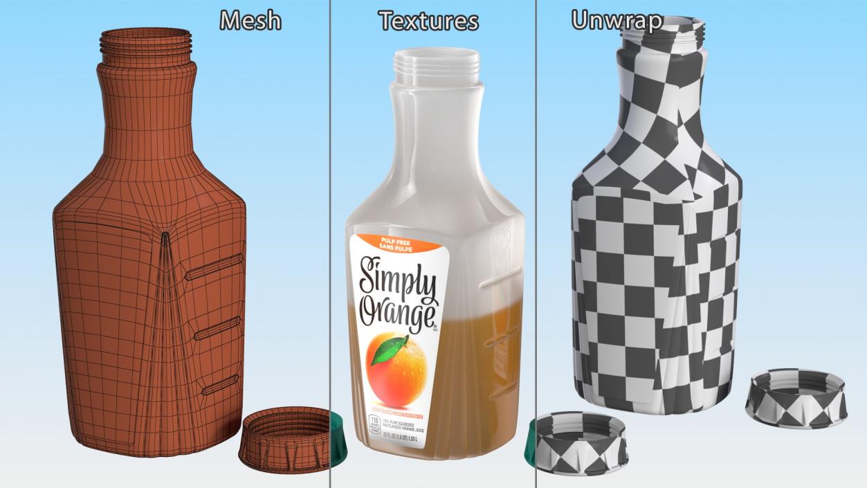 3D model Fruit Drink Simply Orange Open