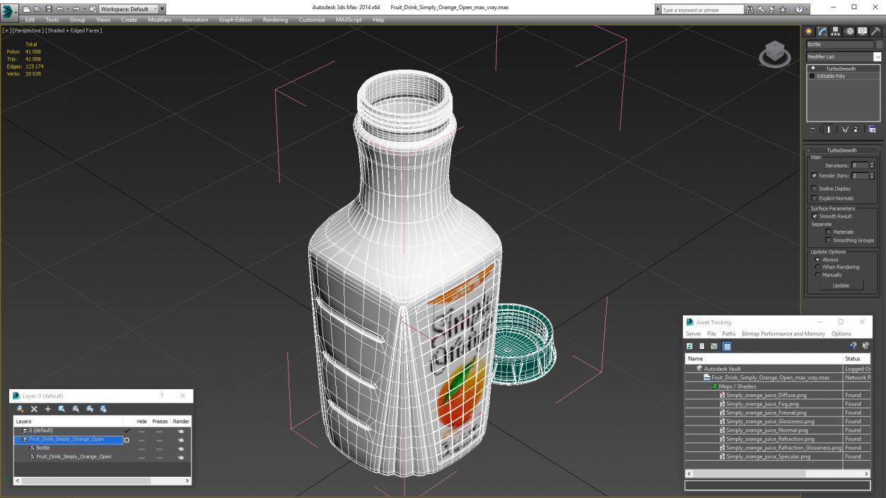 3D model Fruit Drink Simply Orange Open