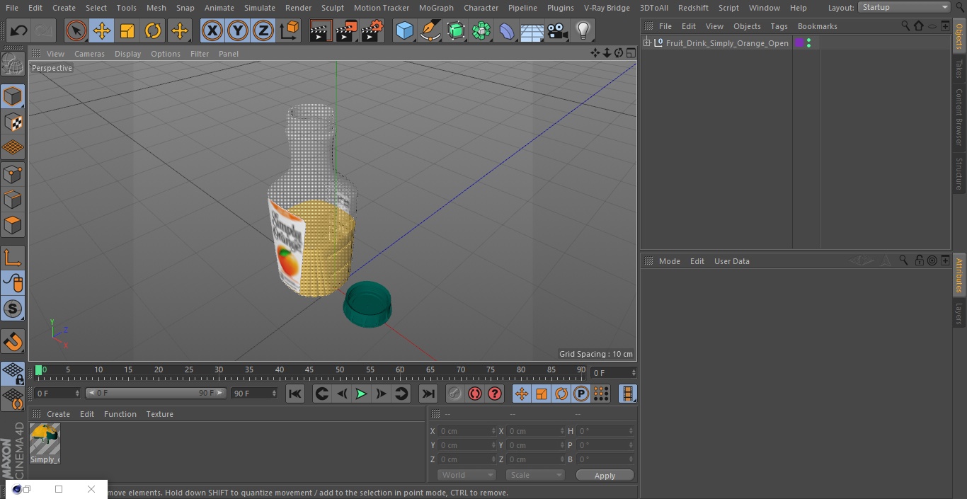 3D model Fruit Drink Simply Orange Open