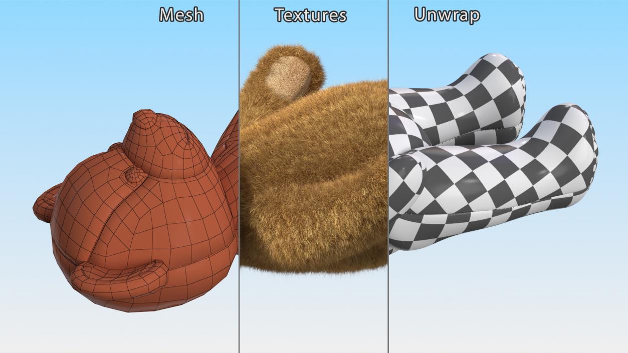 3D model Teddy Bear Brown Fur