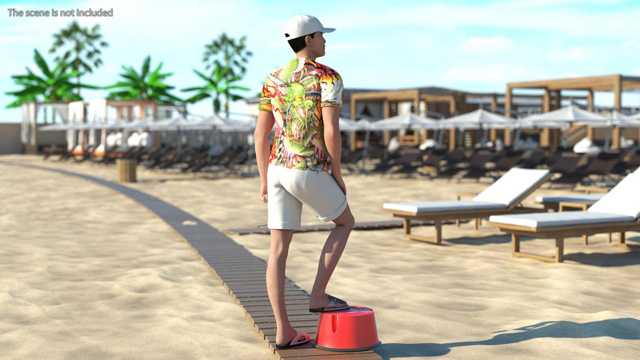 3D Asian Man Summer Outfits Rigged