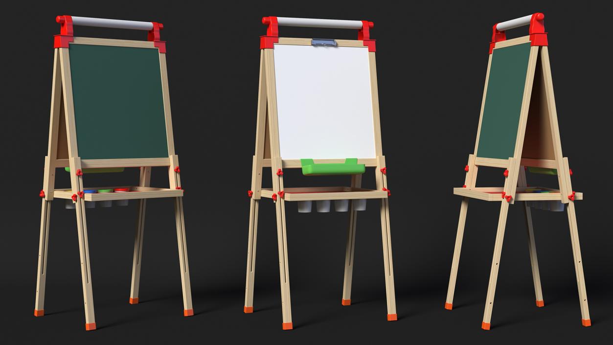 3D Kids Wooden Whiteboard 50 Inches Clean model