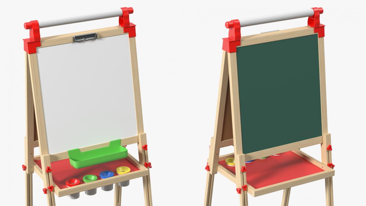 3D Kids Wooden Whiteboard 50 Inches Clean model