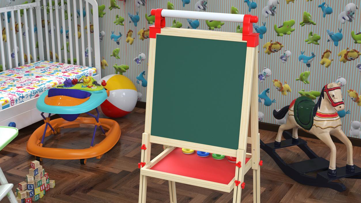 3D Kids Wooden Whiteboard 50 Inches Clean model