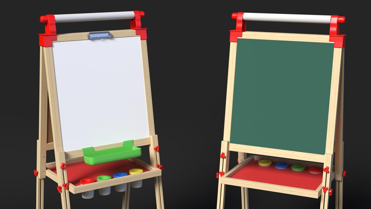 3D Kids Wooden Whiteboard 50 Inches Clean model