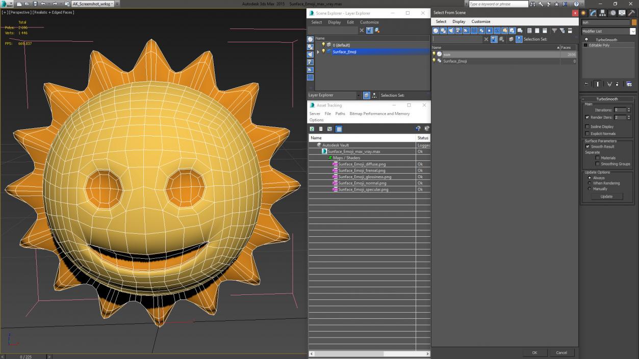 3D Sunface Emoji model