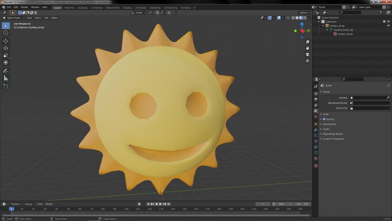 3D Sunface Emoji model