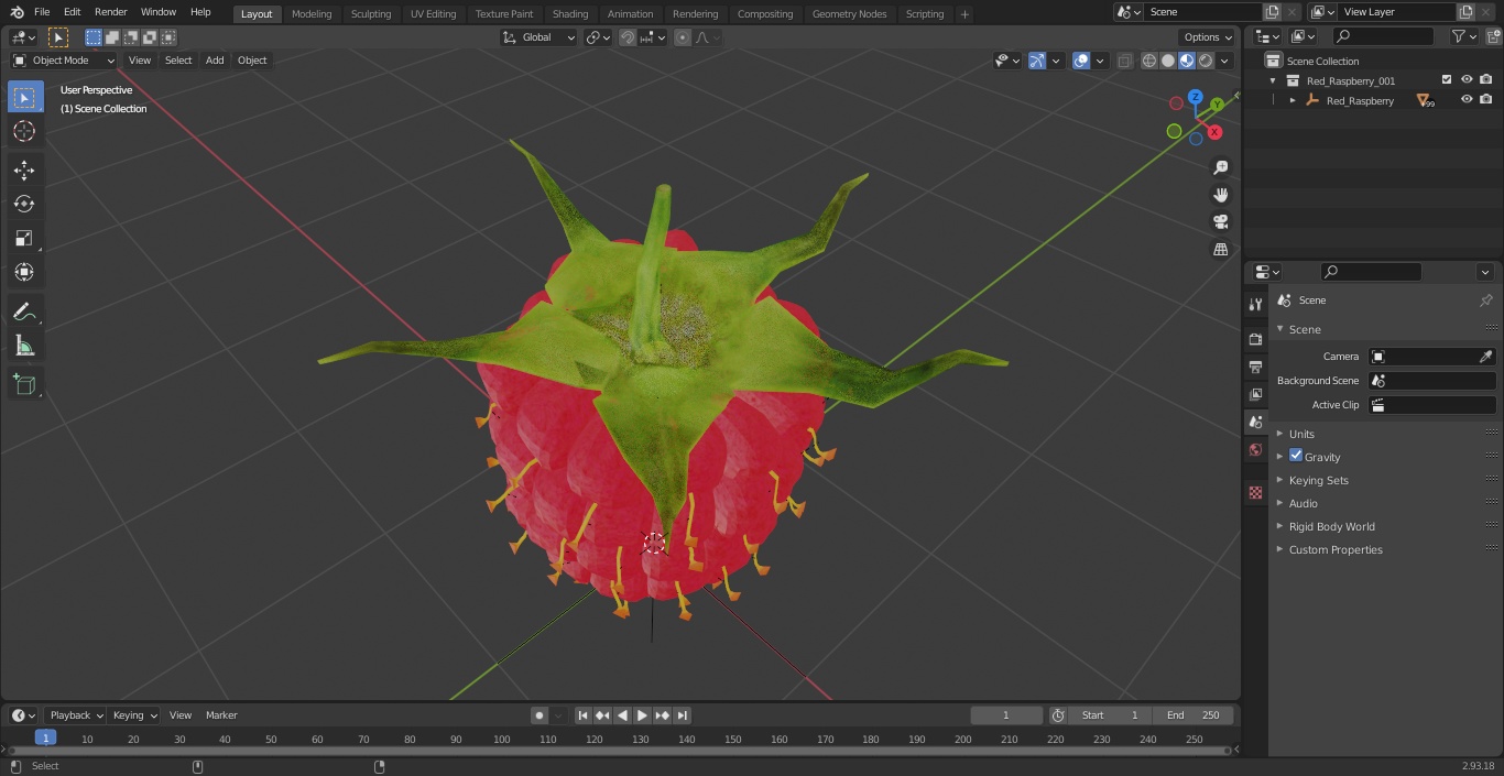 3D model Red Raspberry 2