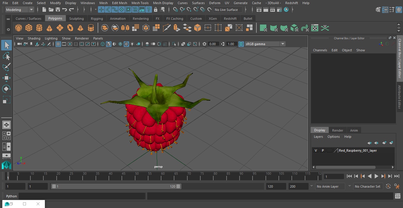 3D model Red Raspberry 2