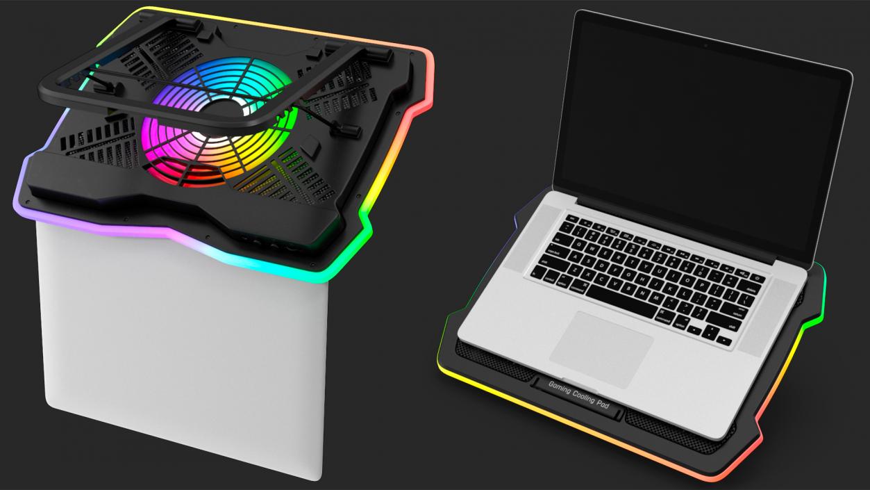 Ultraportable Laptop on RGB Cooling Pad 3D model