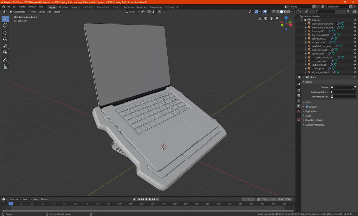 Ultraportable Laptop on RGB Cooling Pad 3D model