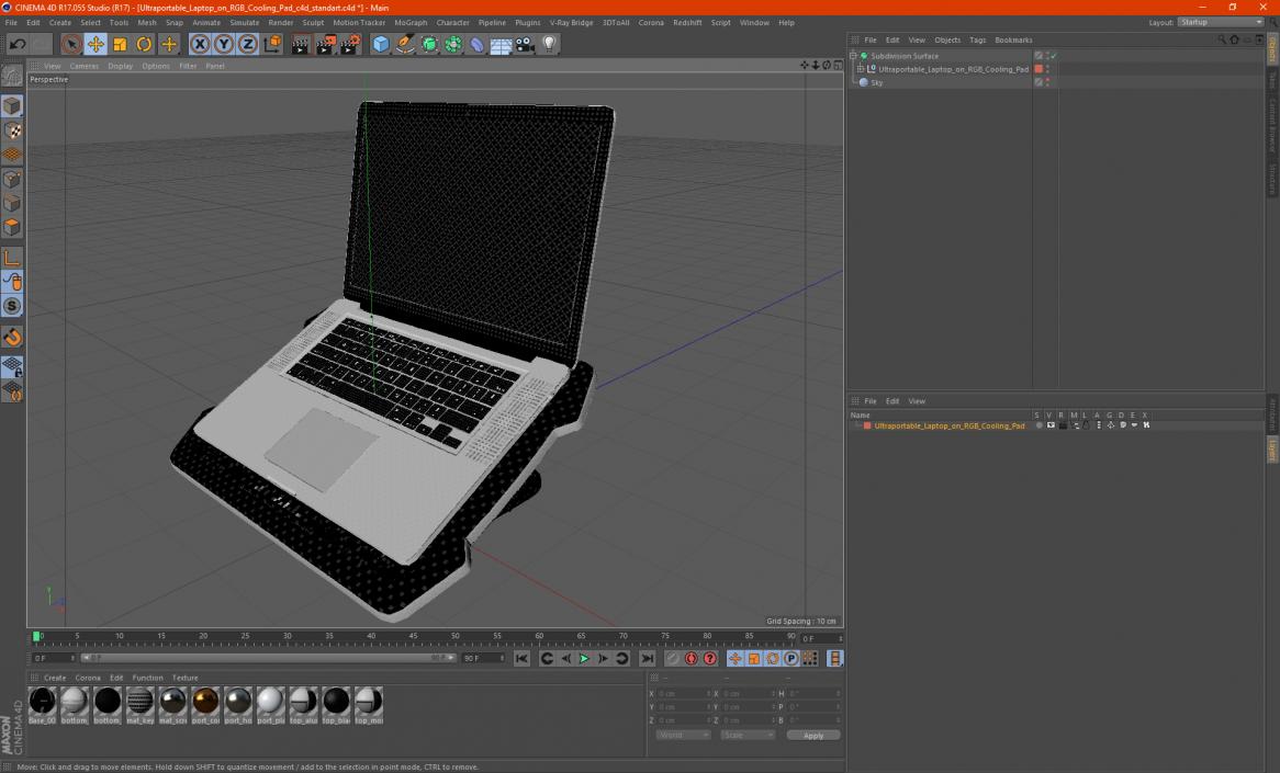 Ultraportable Laptop on RGB Cooling Pad 3D model