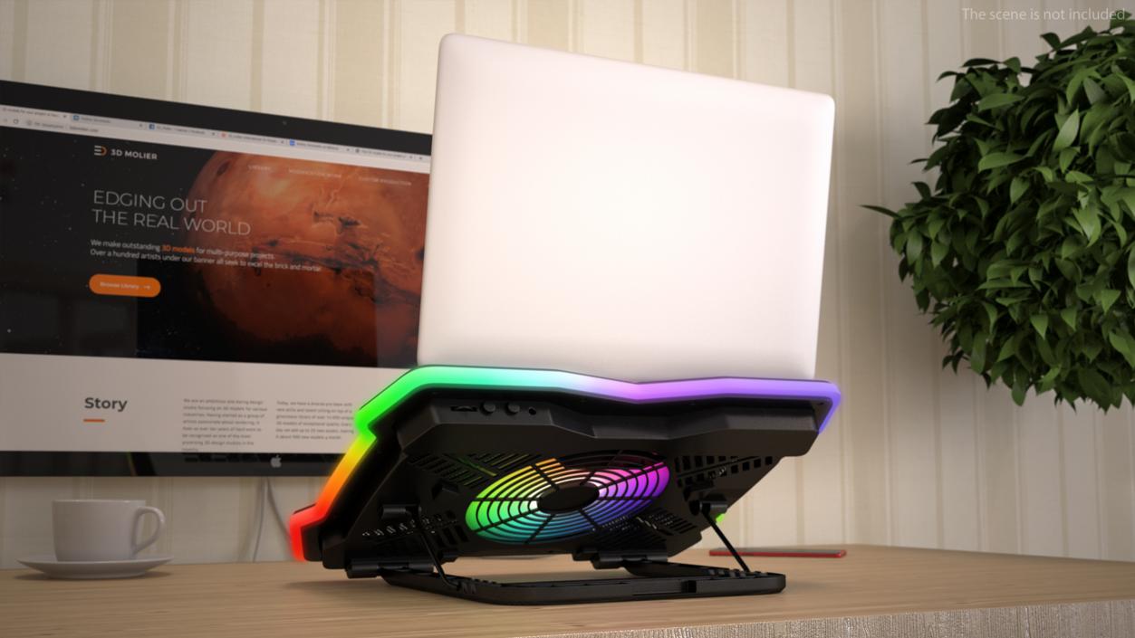 Ultraportable Laptop on RGB Cooling Pad 3D model