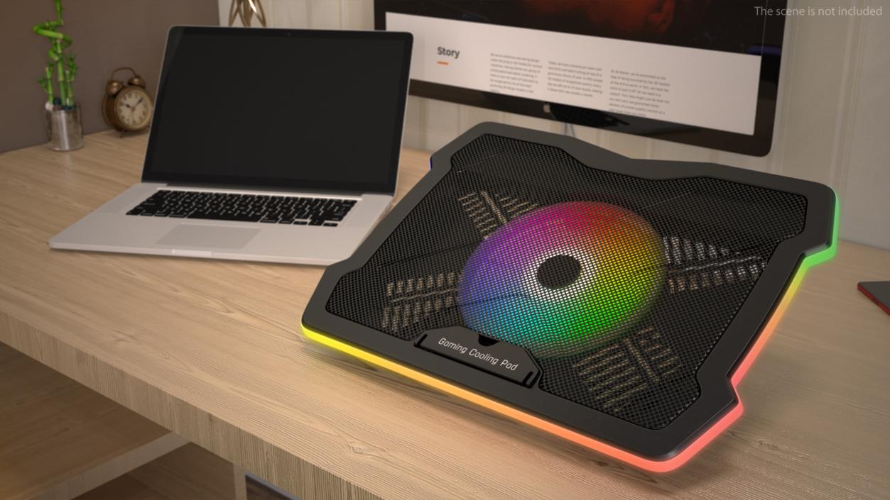 Ultraportable Laptop on RGB Cooling Pad 3D model