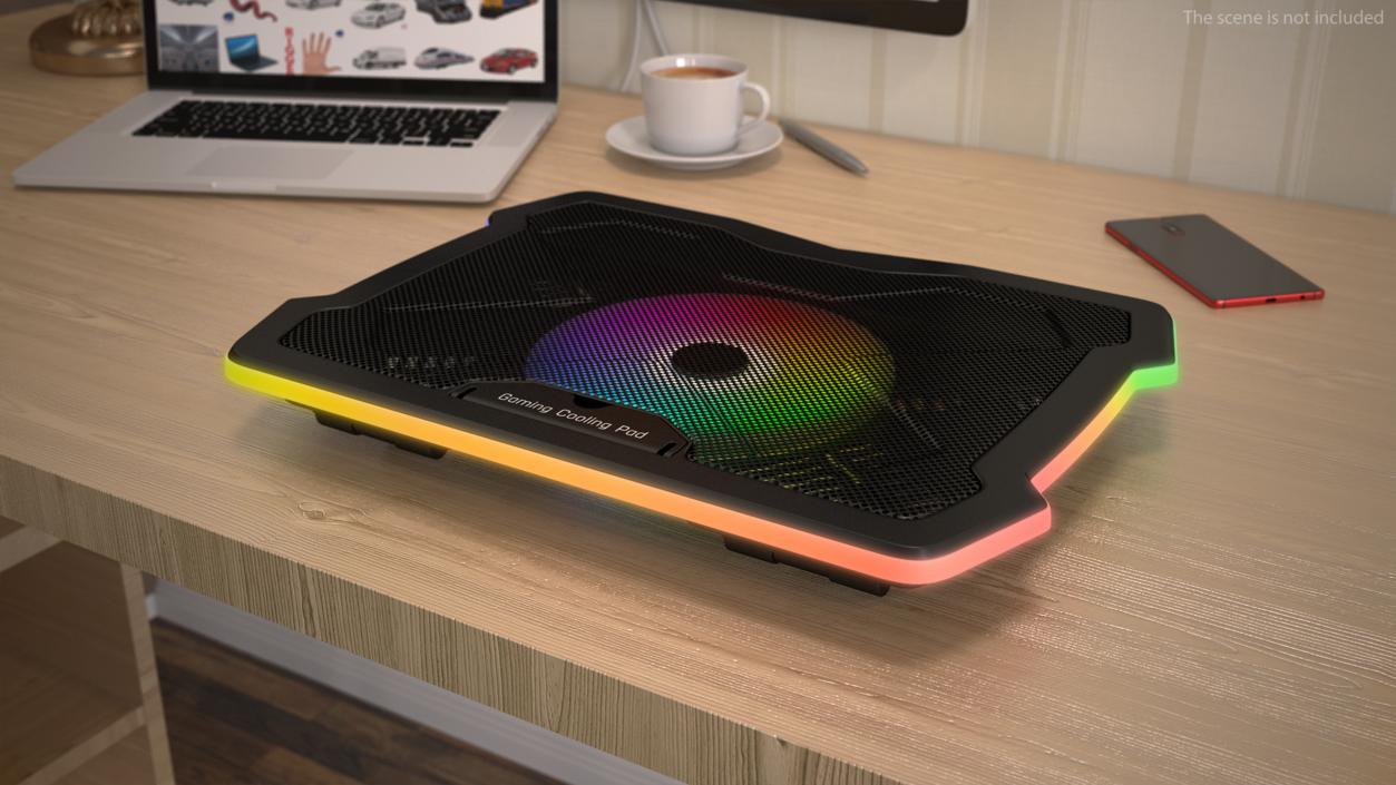 Ultraportable Laptop on RGB Cooling Pad 3D model