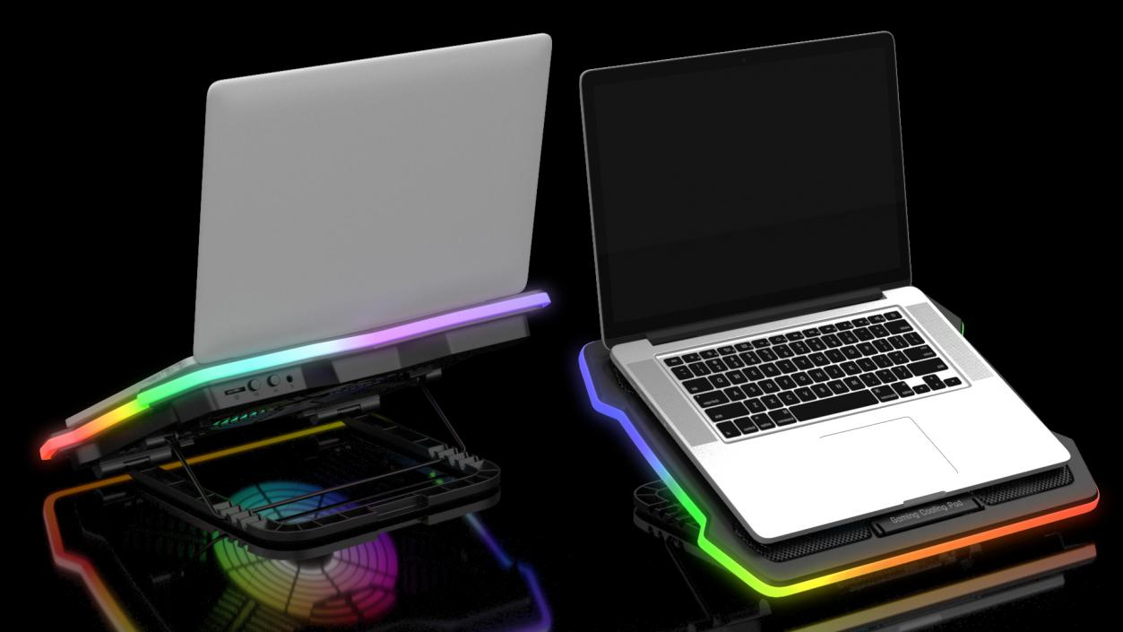 Ultraportable Laptop on RGB Cooling Pad 3D model